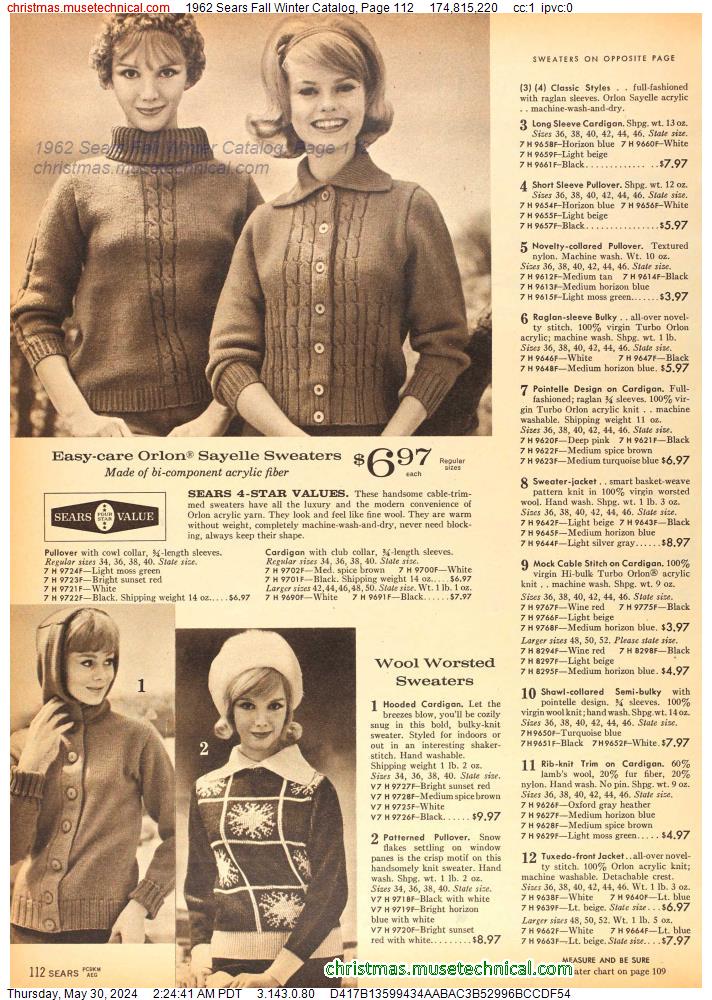 1962 Sears Fall Winter Catalog, Page 112