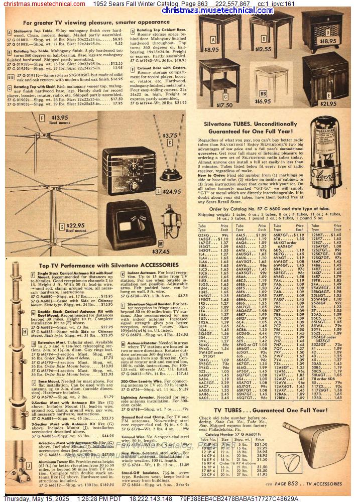 1952 Sears Fall Winter Catalog, Page 863