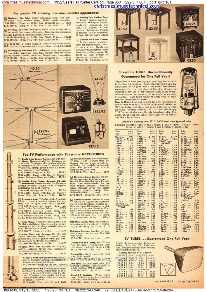 1952 Sears Fall Winter Catalog, Page 863