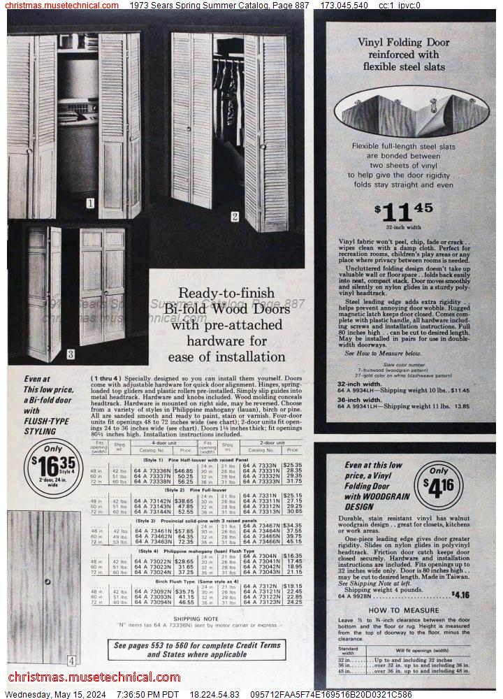 1973 Sears Spring Summer Catalog, Page 887