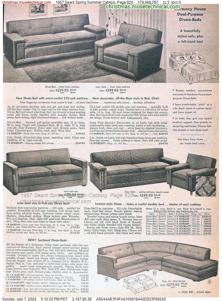 1957 Sears Spring Summer Catalog, Page 820