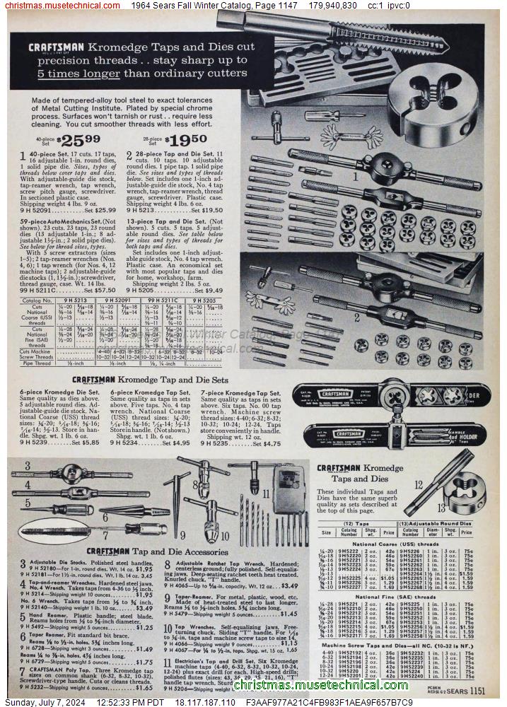 1964 Sears Fall Winter Catalog, Page 1147