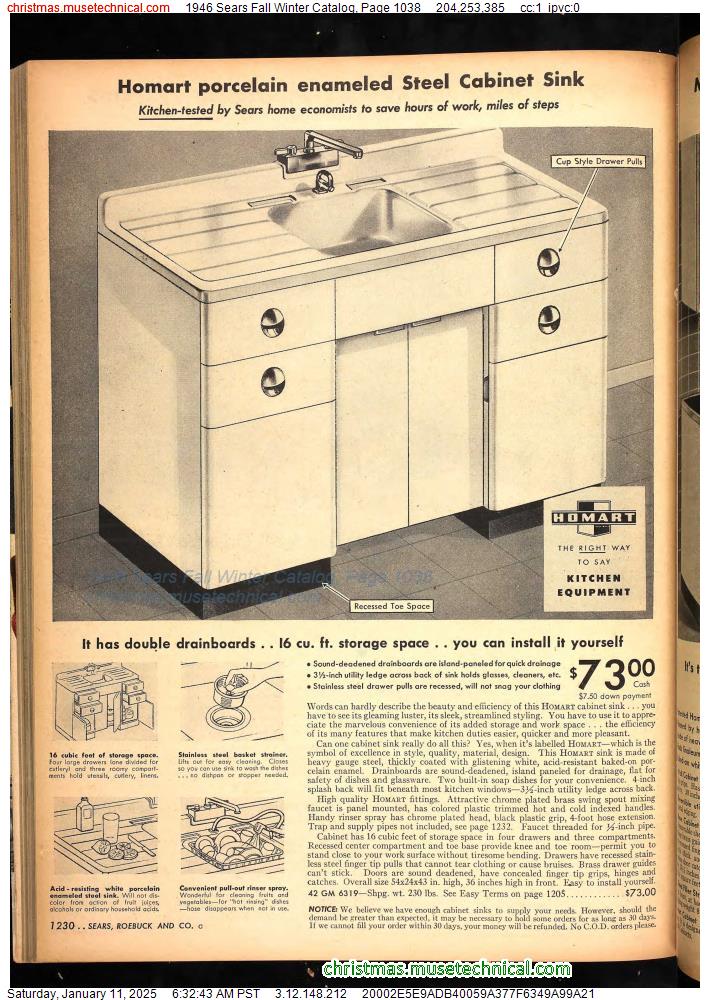 1946 Sears Fall Winter Catalog, Page 1038