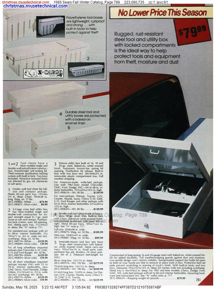 1985 Sears Fall Winter Catalog, Page 789
