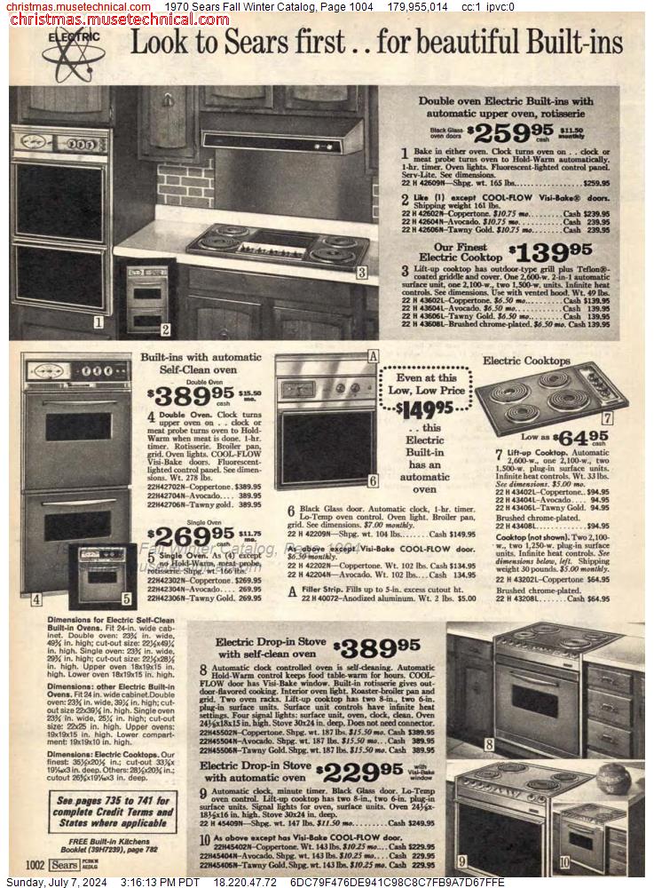1970 Sears Fall Winter Catalog, Page 1004
