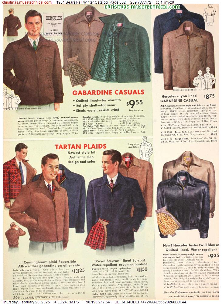 1951 Sears Fall Winter Catalog, Page 502