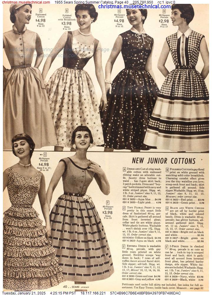 1955 Sears Spring Summer Catalog, Page 40