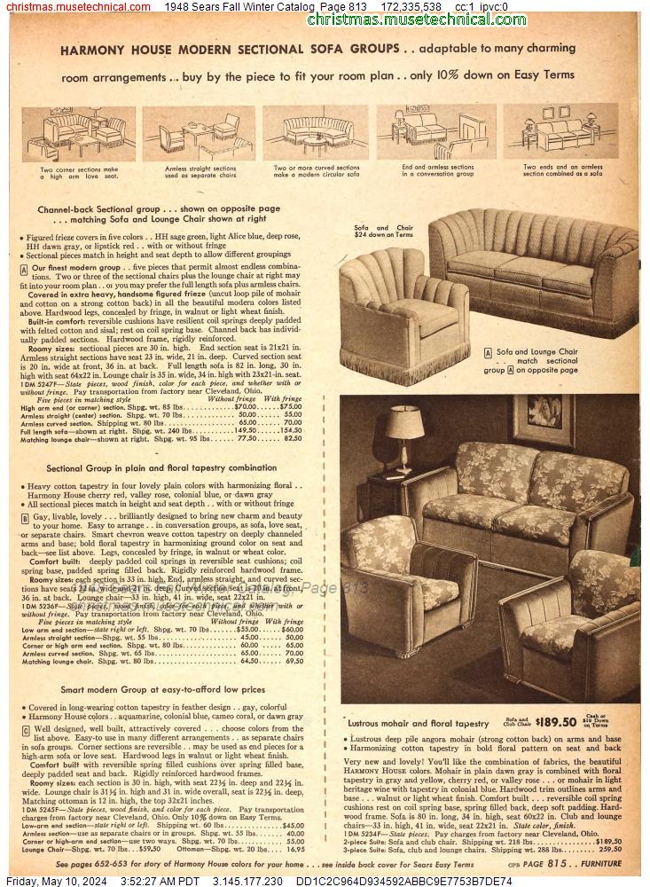 1948 Sears Fall Winter Catalog, Page 813