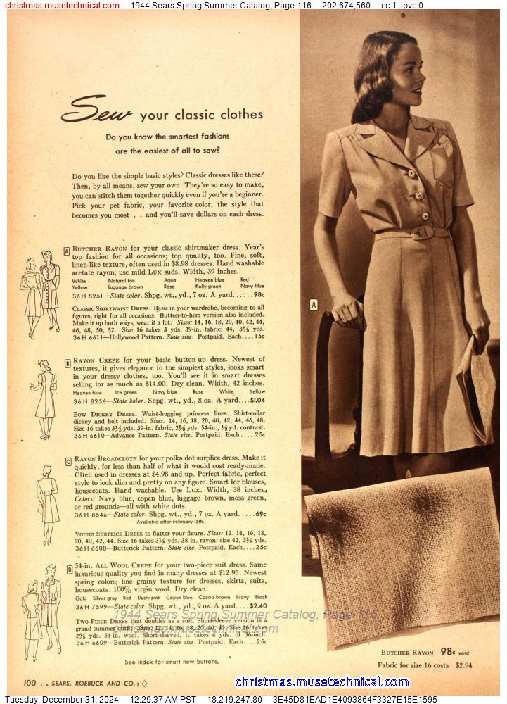 1944 Sears Spring Summer Catalog, Page 116