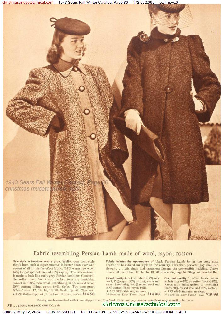 1943 Sears Fall Winter Catalog, Page 80