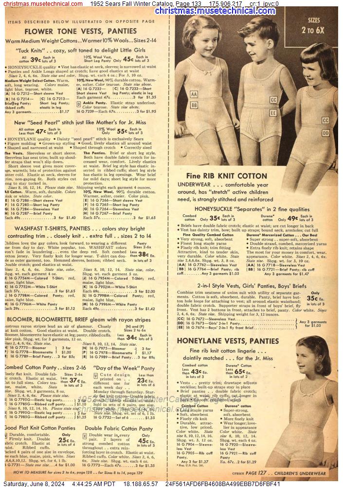 1952 Sears Fall Winter Catalog, Page 133