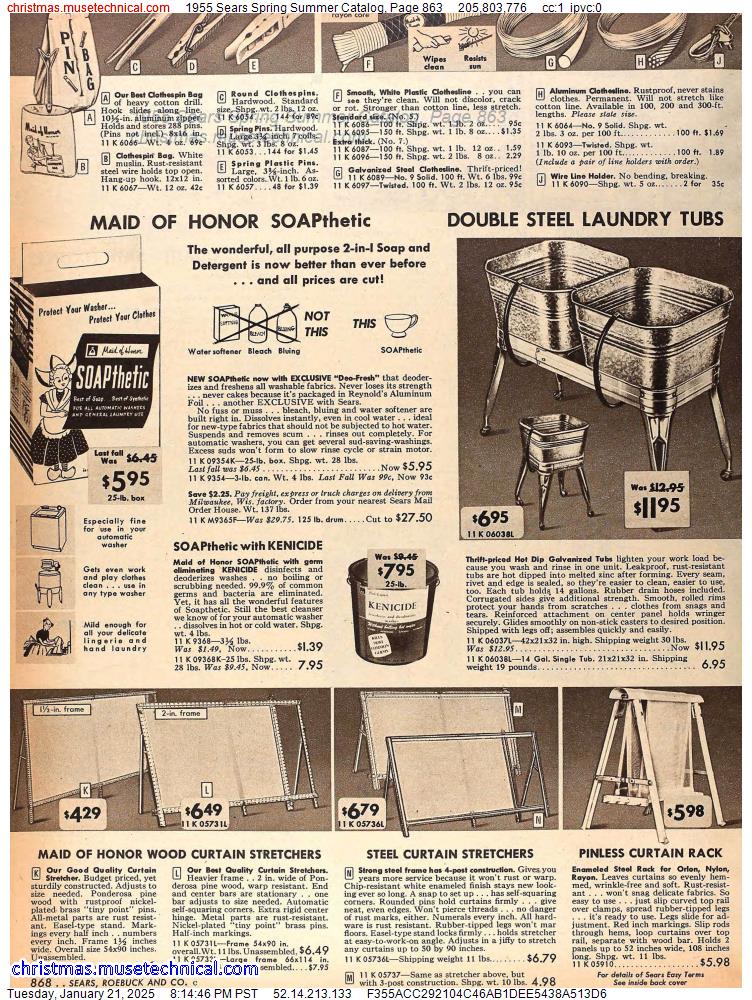 1955 Sears Spring Summer Catalog, Page 863