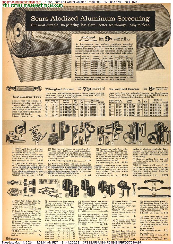 1962 Sears Fall Winter Catalog, Page 898