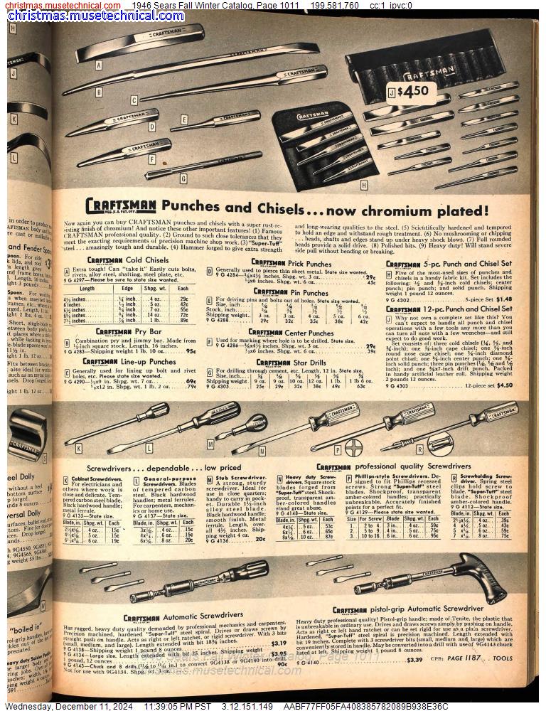 1946 Sears Fall Winter Catalog, Page 1011