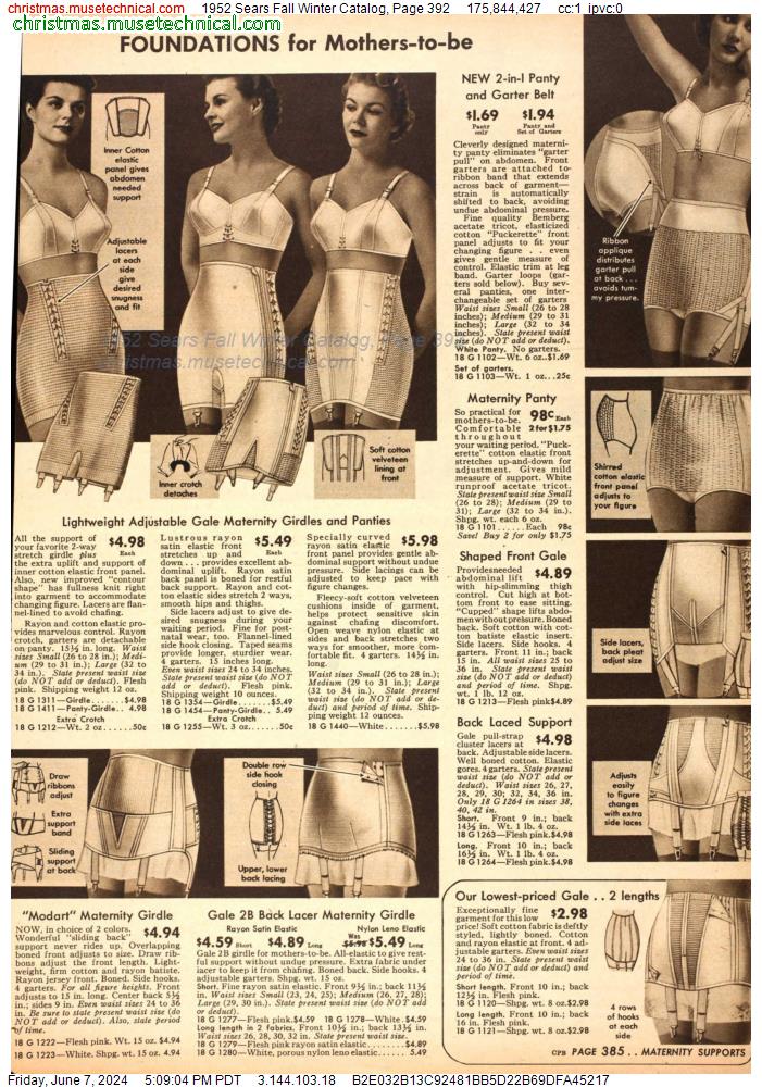 1952 Sears Fall Winter Catalog, Page 392