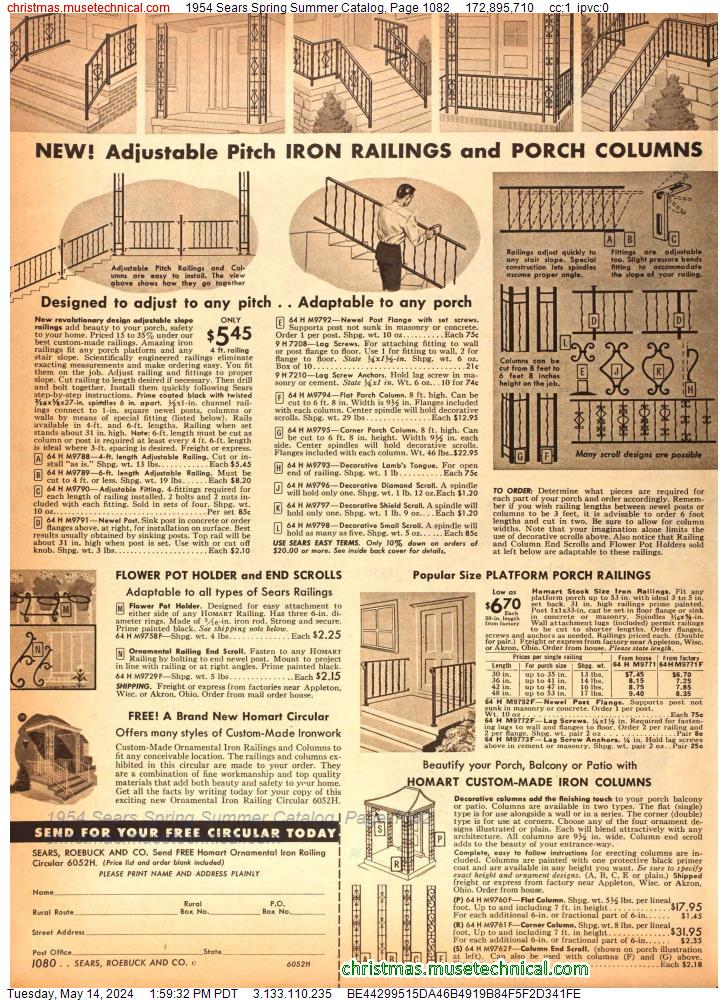 1954 Sears Spring Summer Catalog, Page 1082