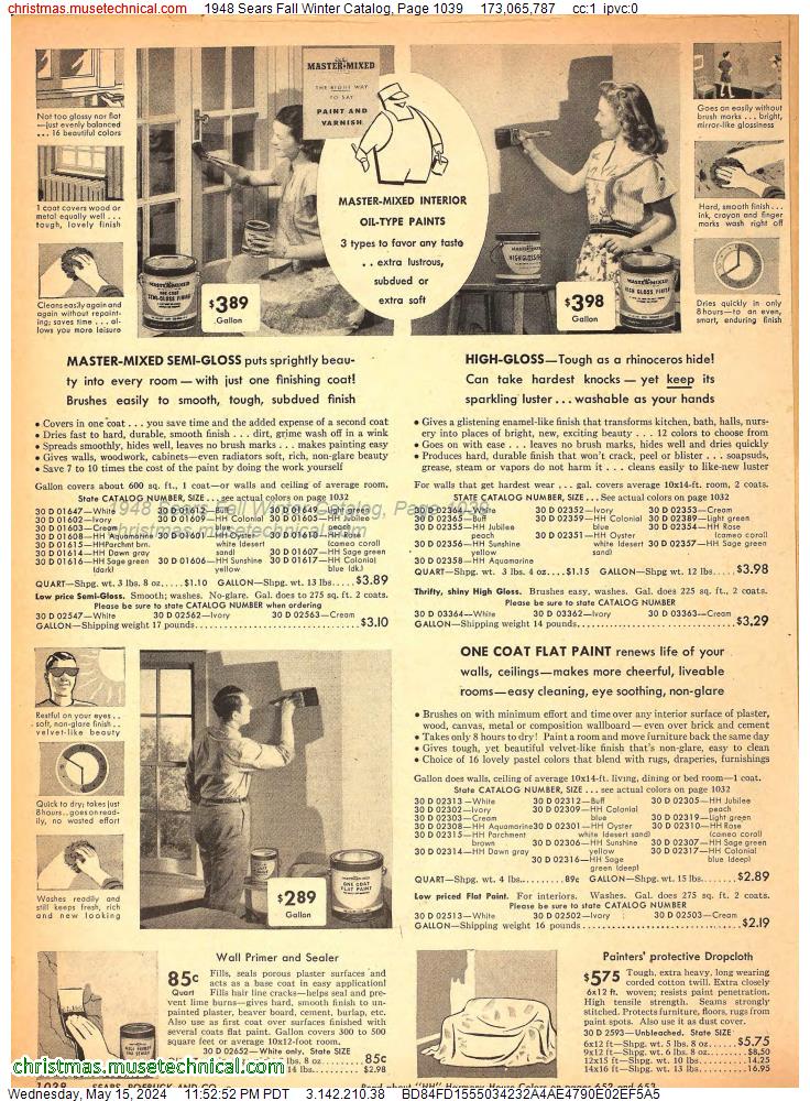 1948 Sears Fall Winter Catalog, Page 1039