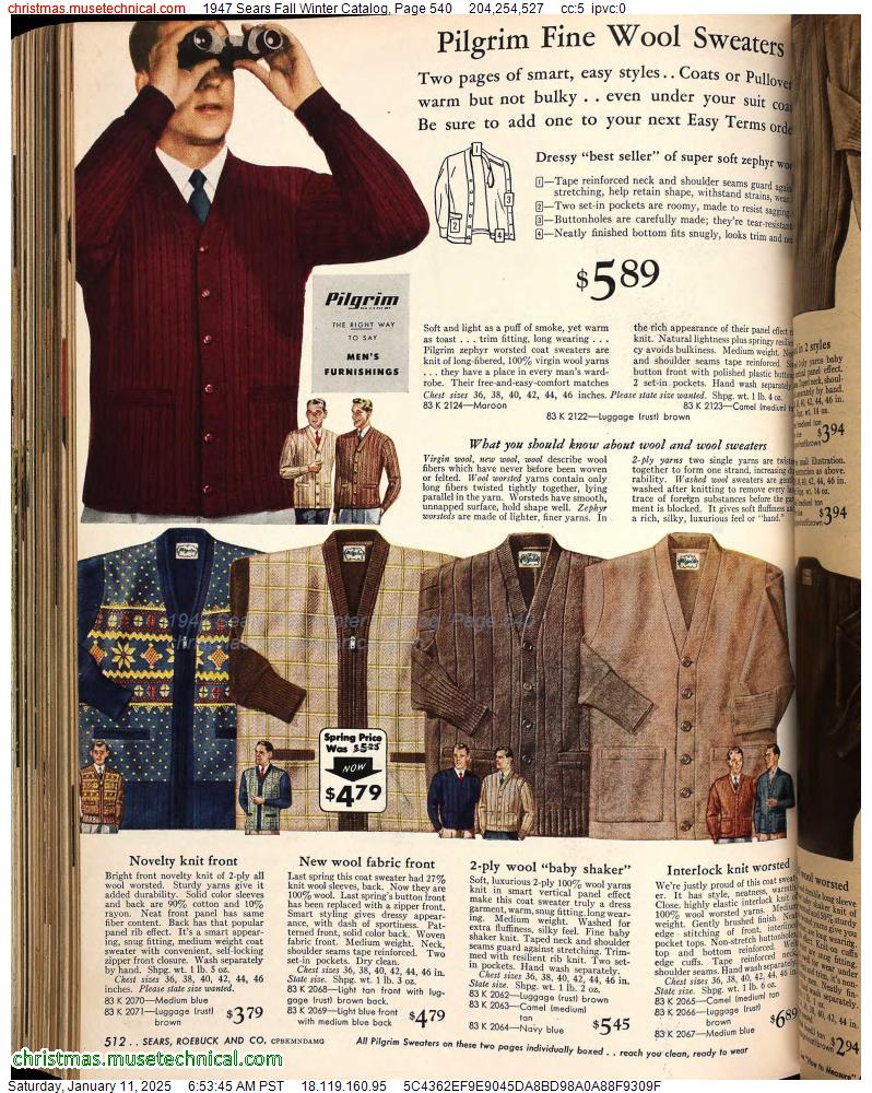 1947 Sears Fall Winter Catalog, Page 540