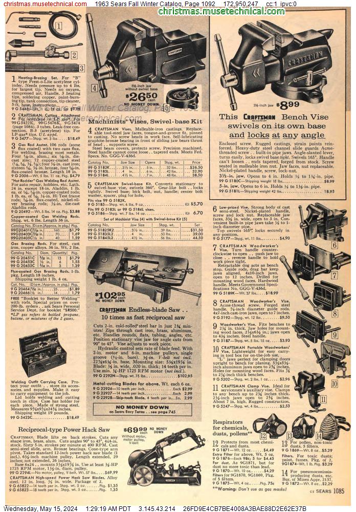 1963 Sears Fall Winter Catalog, Page 1092