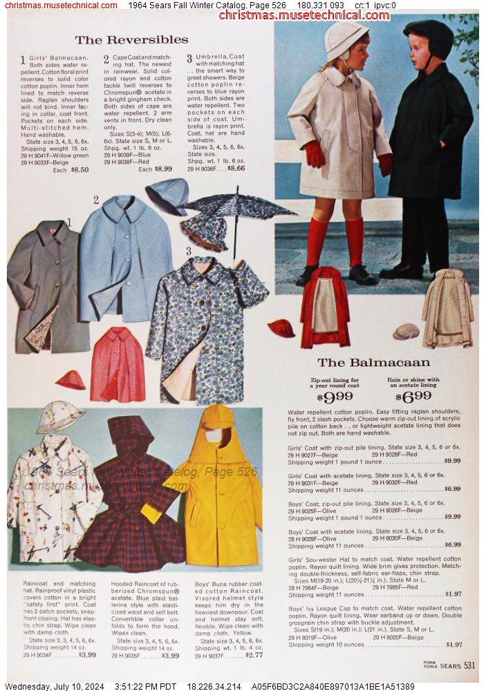 1964 Sears Fall Winter Catalog, Page 526