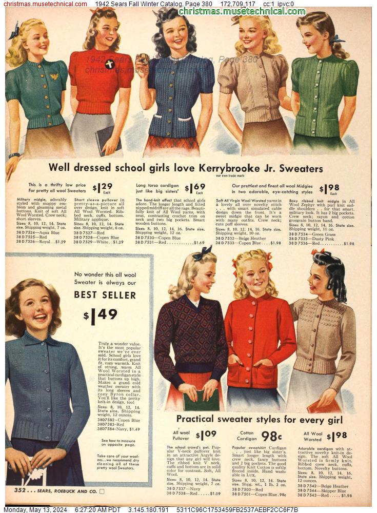 1942 Sears Fall Winter Catalog, Page 380