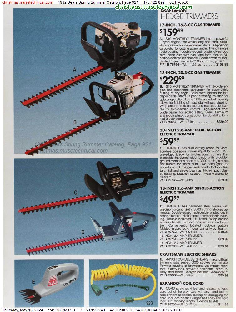 1992 Sears Spring Summer Catalog, Page 921
