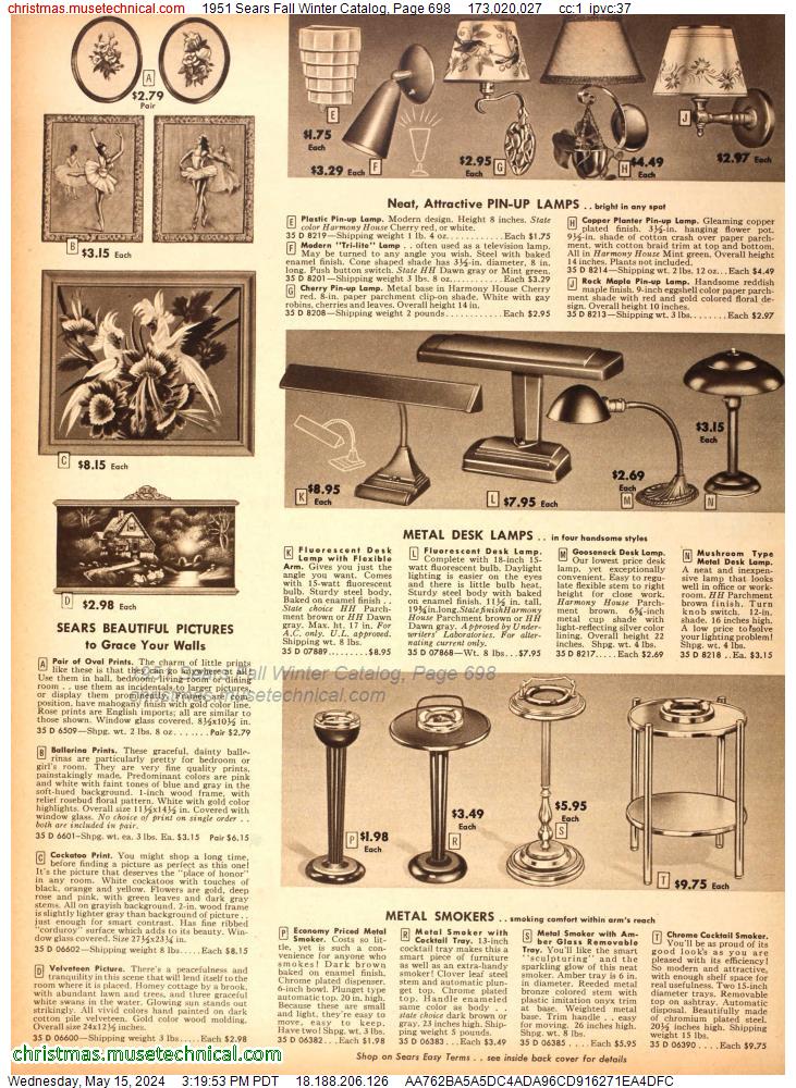 1951 Sears Fall Winter Catalog, Page 698