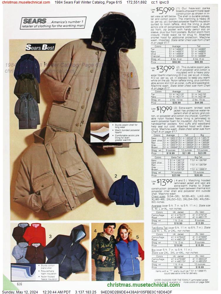 1984 Sears Fall Winter Catalog, Page 615