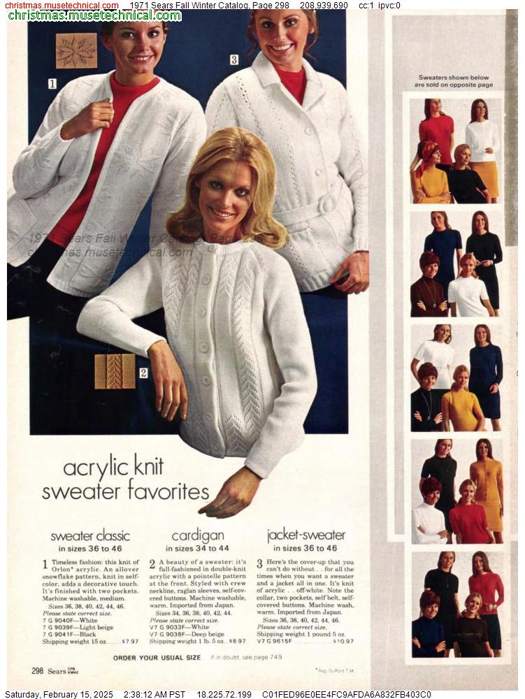 1971 Sears Fall Winter Catalog, Page 298