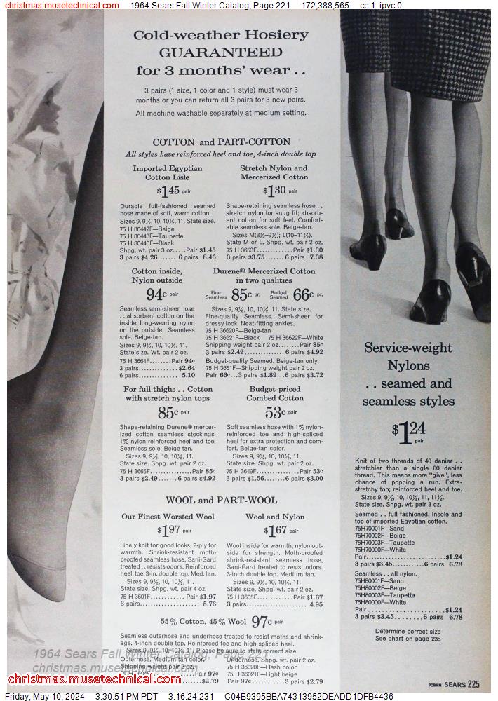 1964 Sears Fall Winter Catalog, Page 221