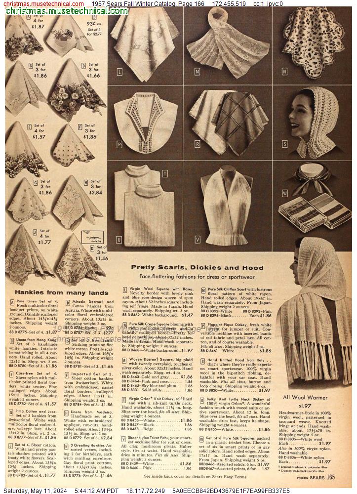 1957 Sears Fall Winter Catalog, Page 166