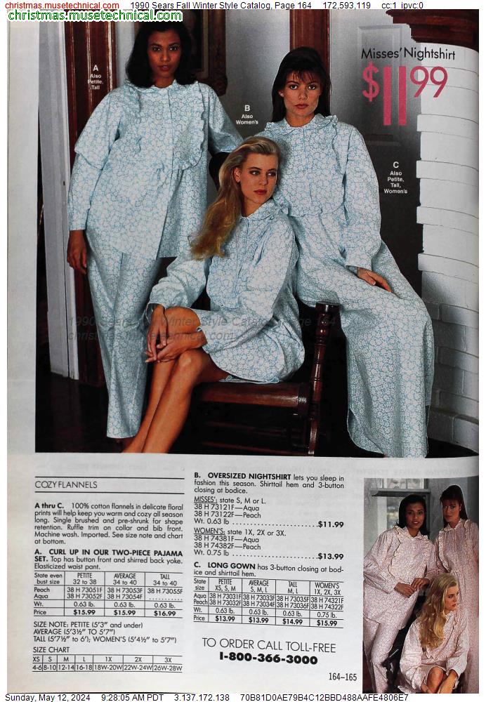 1990 Sears Fall Winter Style Catalog, Page 164