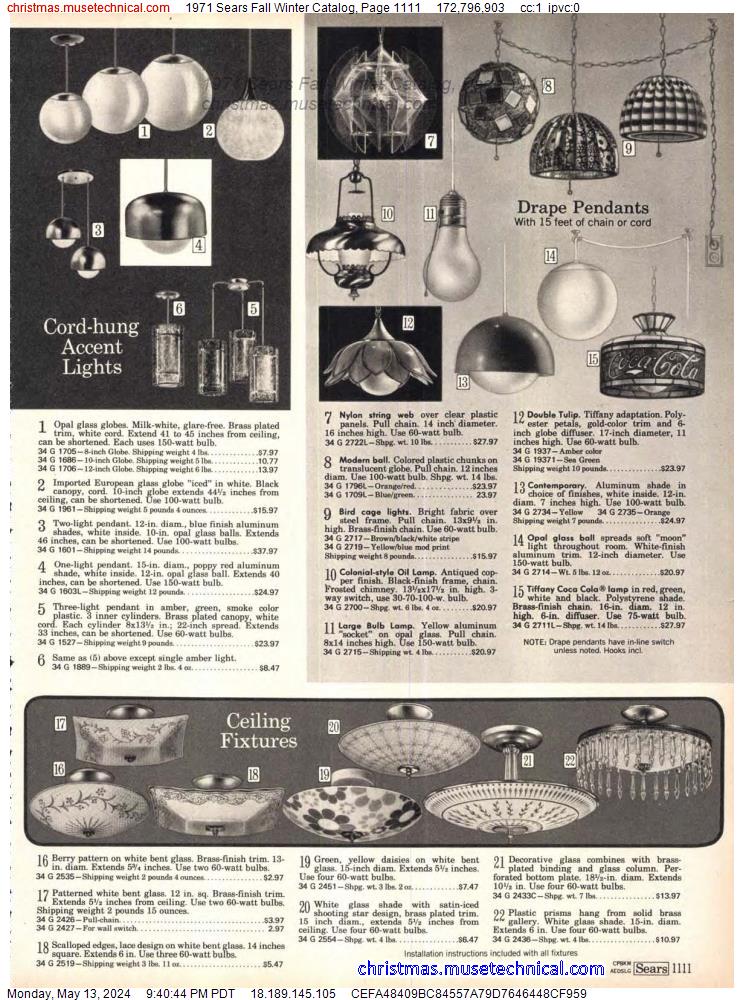 1971 Sears Fall Winter Catalog, Page 1111