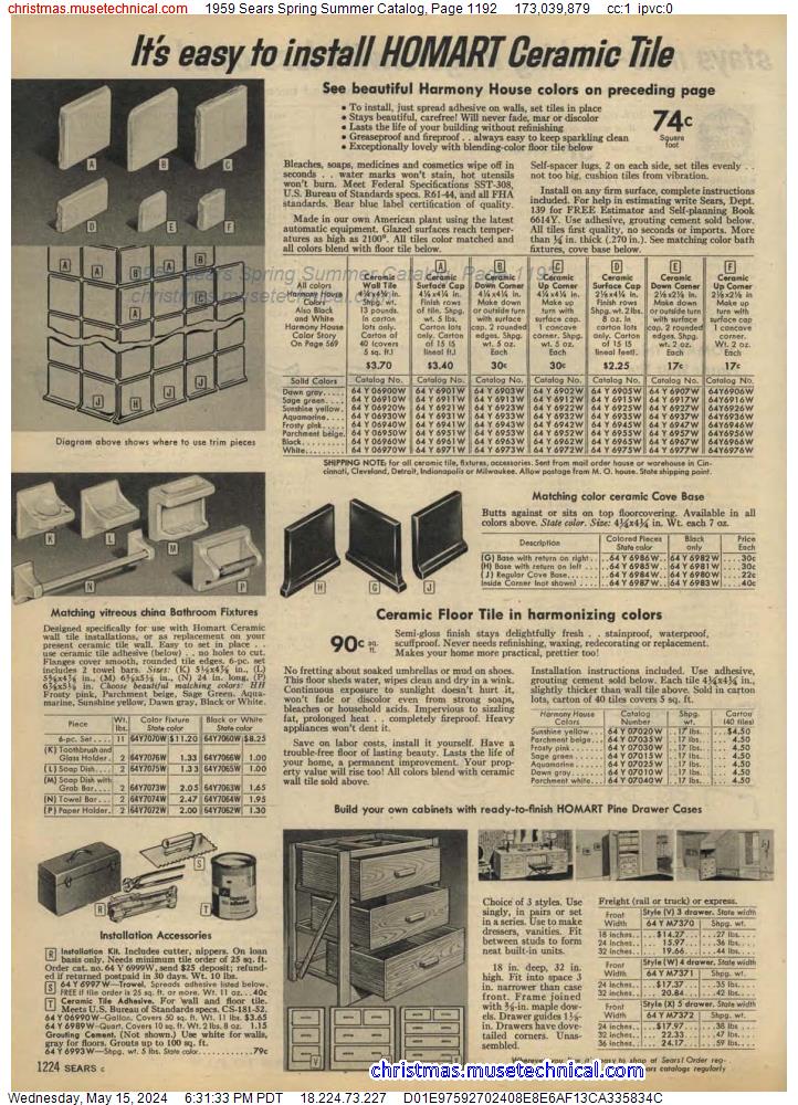 1959 Sears Spring Summer Catalog, Page 1192
