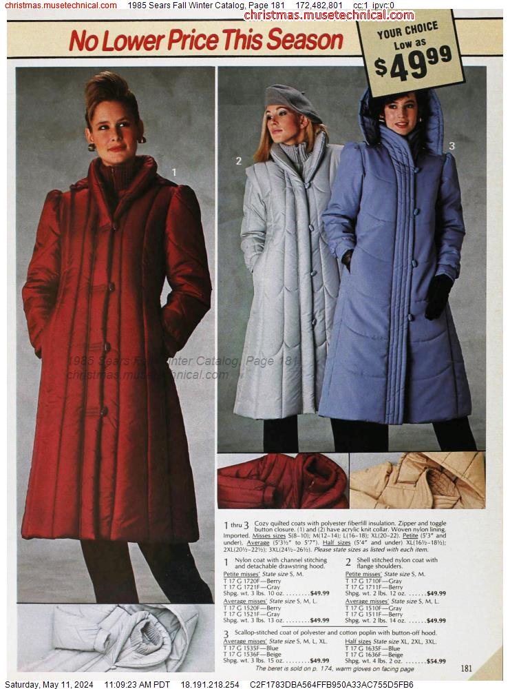 1985 Sears Fall Winter Catalog, Page 181