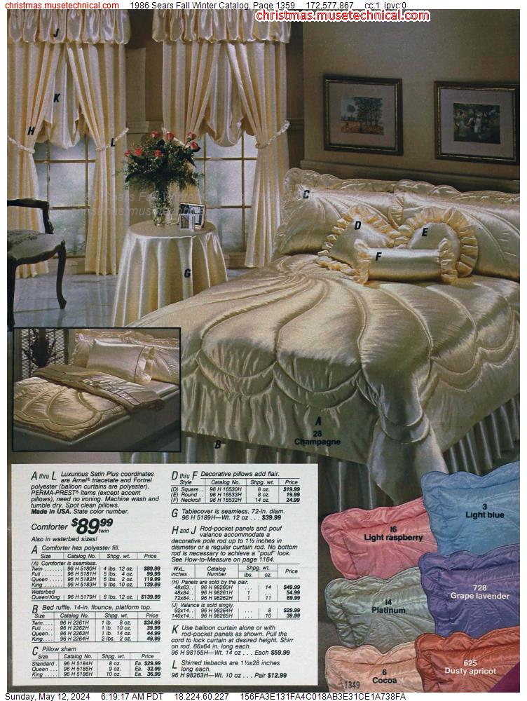 1986 Sears Fall Winter Catalog, Page 1359