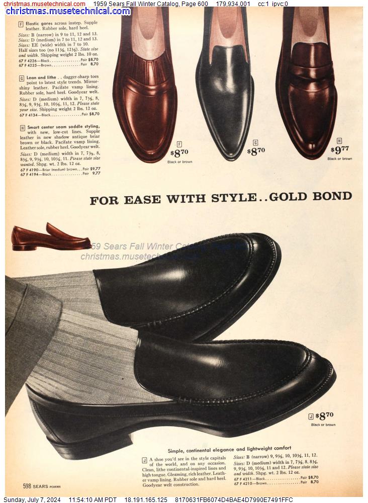 1959 Sears Fall Winter Catalog, Page 600