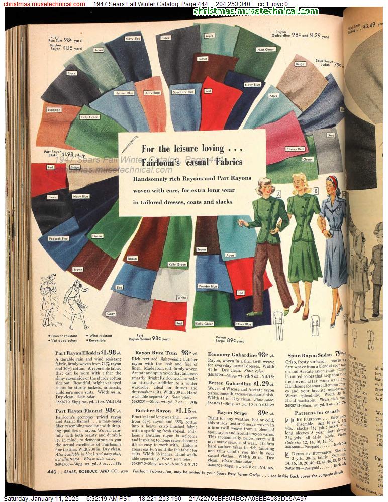 1947 Sears Fall Winter Catalog, Page 444