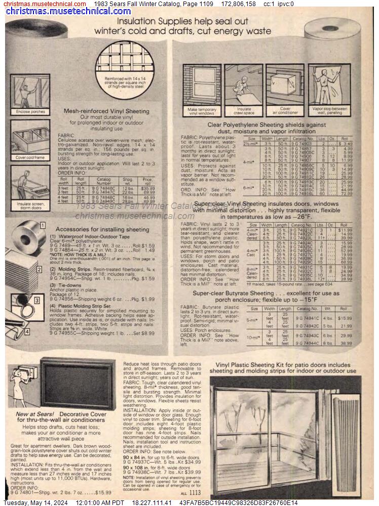 1983 Sears Fall Winter Catalog, Page 1109