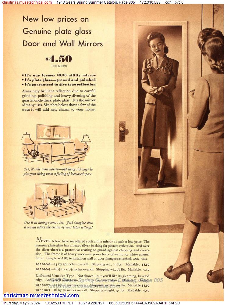 1943 Sears Spring Summer Catalog, Page 805