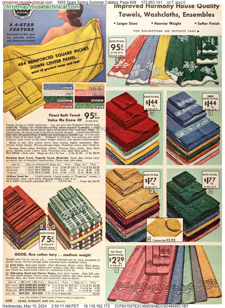 1955 Sears Spring Summer Catalog, Page 606