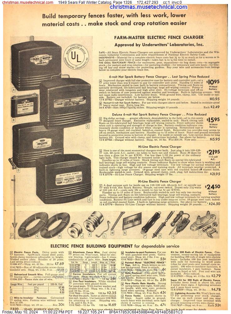 1949 Sears Fall Winter Catalog, Page 1326