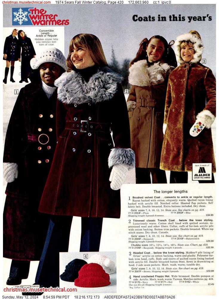1974 Sears Fall Winter Catalog, Page 420