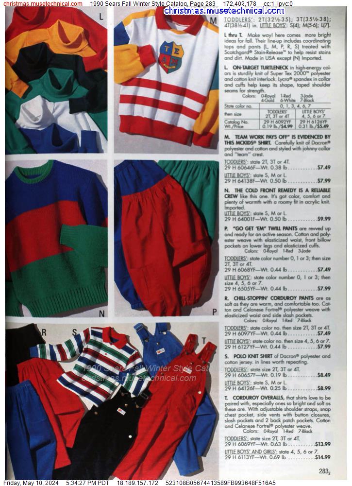1990 Sears Fall Winter Style Catalog, Page 283