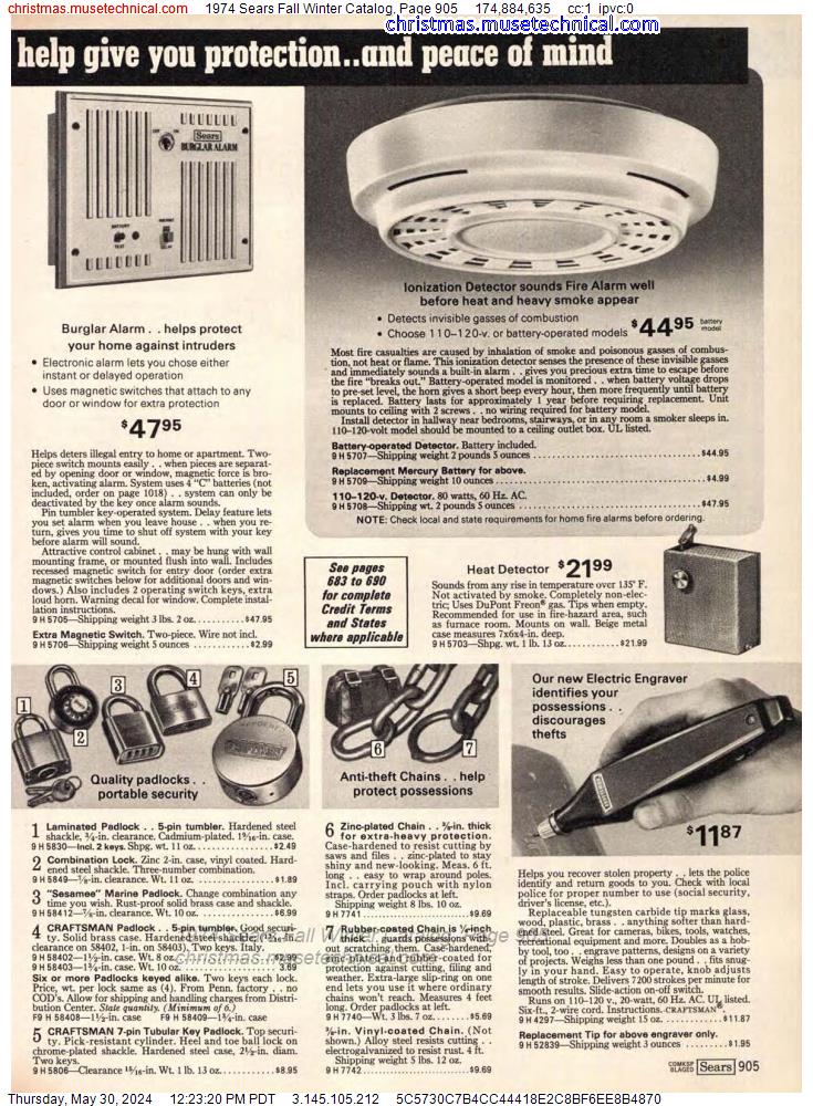 1974 Sears Fall Winter Catalog, Page 905