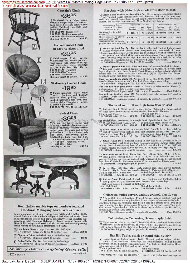 1966 Sears Fall Winter Catalog, Page 1452
