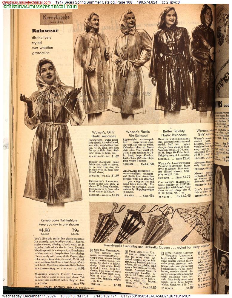 1947 Sears Spring Summer Catalog, Page 108