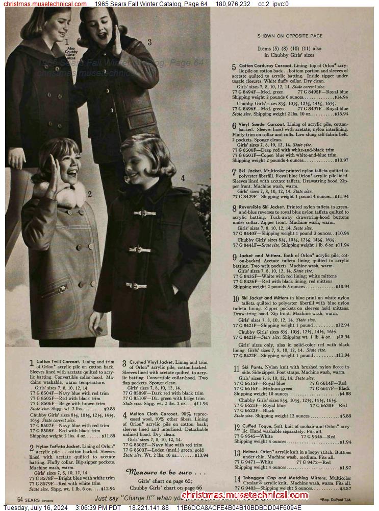 1965 Sears Fall Winter Catalog, Page 64