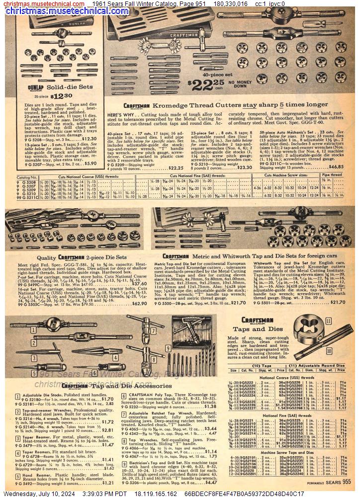 1961 Sears Fall Winter Catalog, Page 951