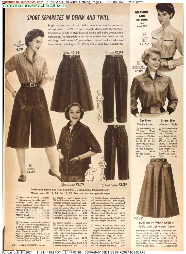 1955 Sears Fall Winter Catalog, Page 42
